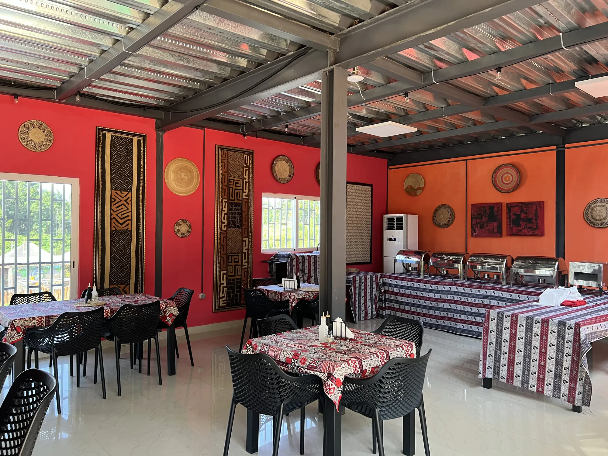 African-inspired indoor restaurant and buffet